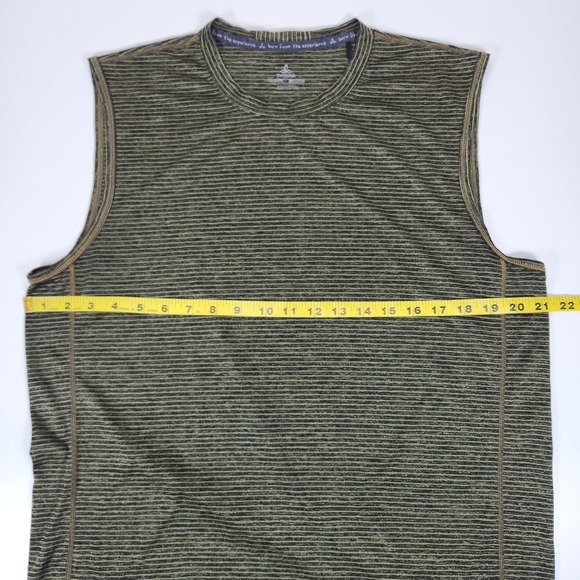 Prana Mens Large Hardesty Performance Tank Sleeveless Athletic Shirt Green Black - Picture 10 of 11